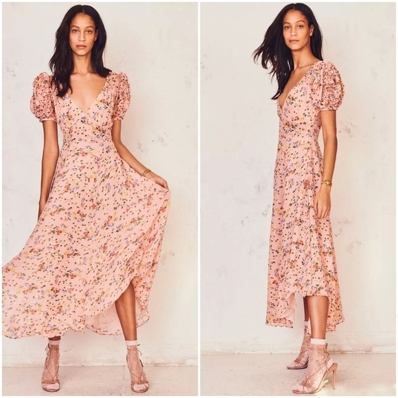 LoveShackFancy Clemence Maxi Dress in Sunset Pink size 0 NWT - Picture 1 of 12